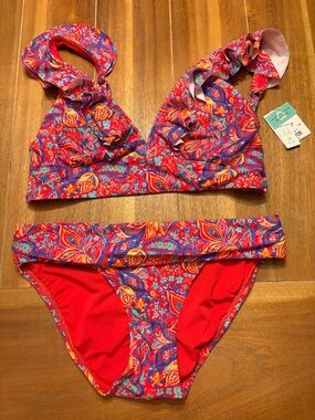 3 piece Rue Paisley Willa bikini set in Bright Multi colors